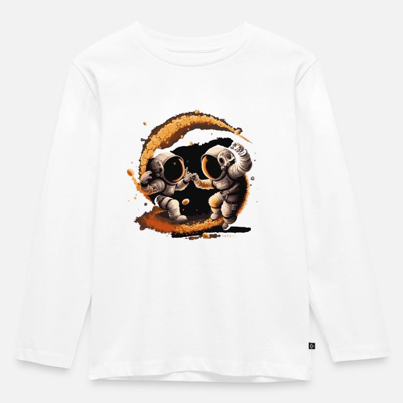 Astronauten - Kinder Premium Bio Langarmshirt - Weiß