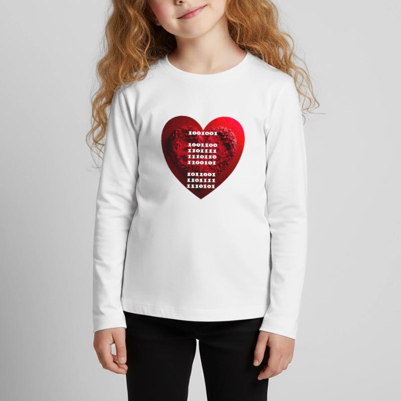 Encrypted declaration of love in binary code Kids' Premium Longsleeve Shirt
