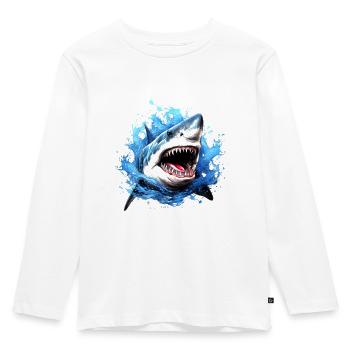 Great white shark - Kids' Premium Longsleeve Shirt - white - Front - AI Model Kid Female (0cm)