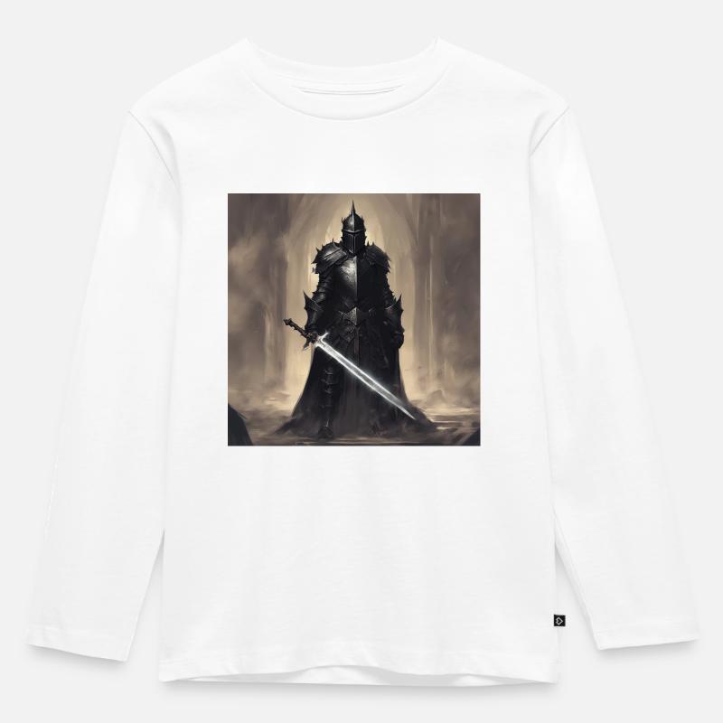 Black Knight - Kinder Premium Bio Langarmshirt - Weiß