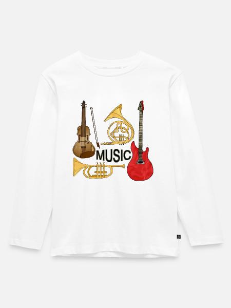Musikinstrumente - Kinder Premium Bio Langarmshirt - Weiß