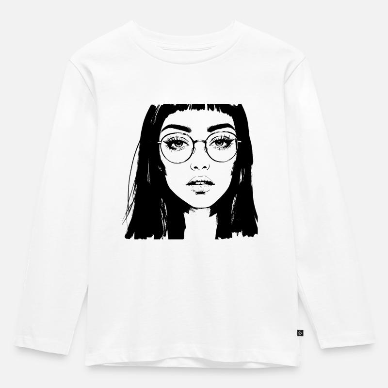 Frau Skizze - Kinder Premium Bio Langarmshirt - Weiß