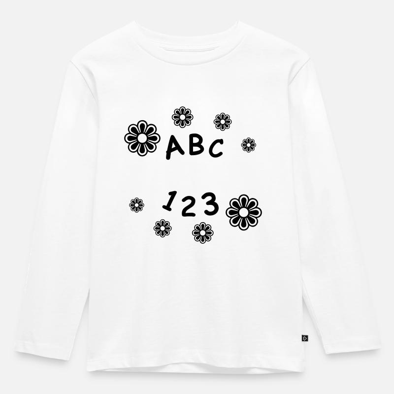 ABC 123 avec nom - T-shirt manches longues Premium Enfant - blanc