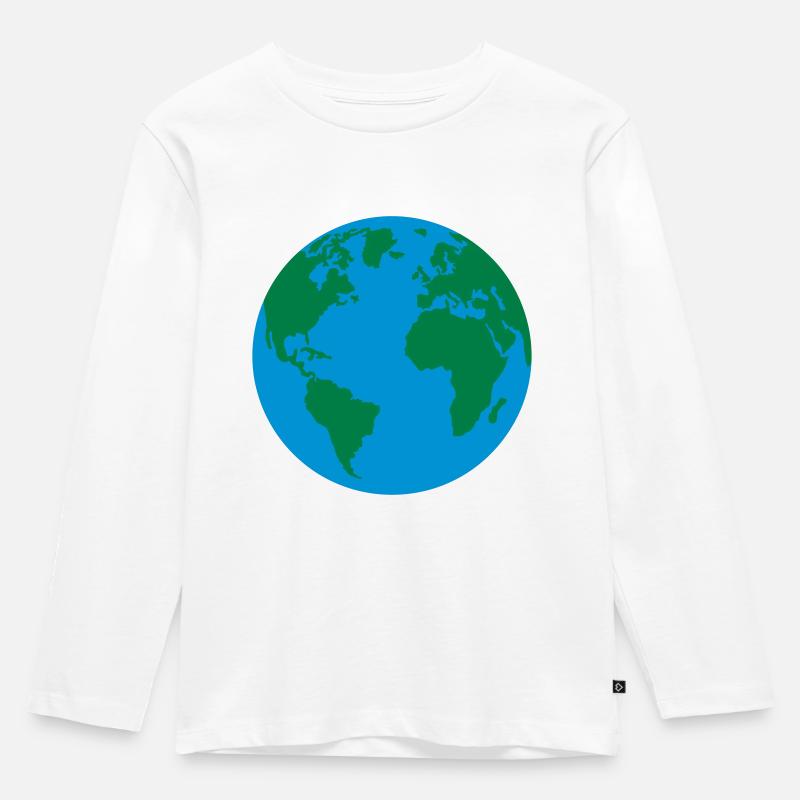 Erde - Kinder Premium Bio Langarmshirt - Weiß