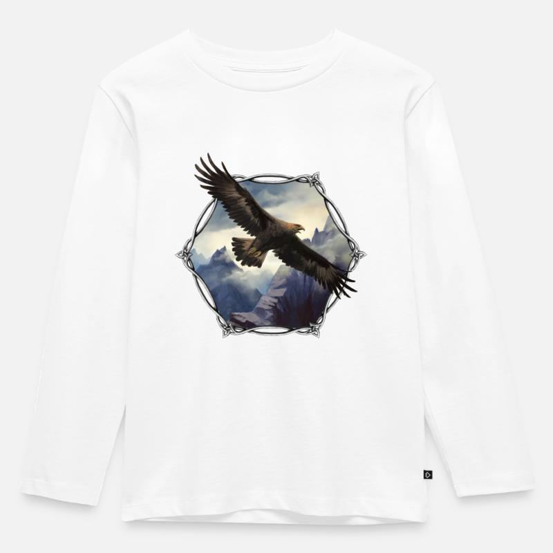 Adler - Kinder Premium Bio Langarmshirt - Weiß
