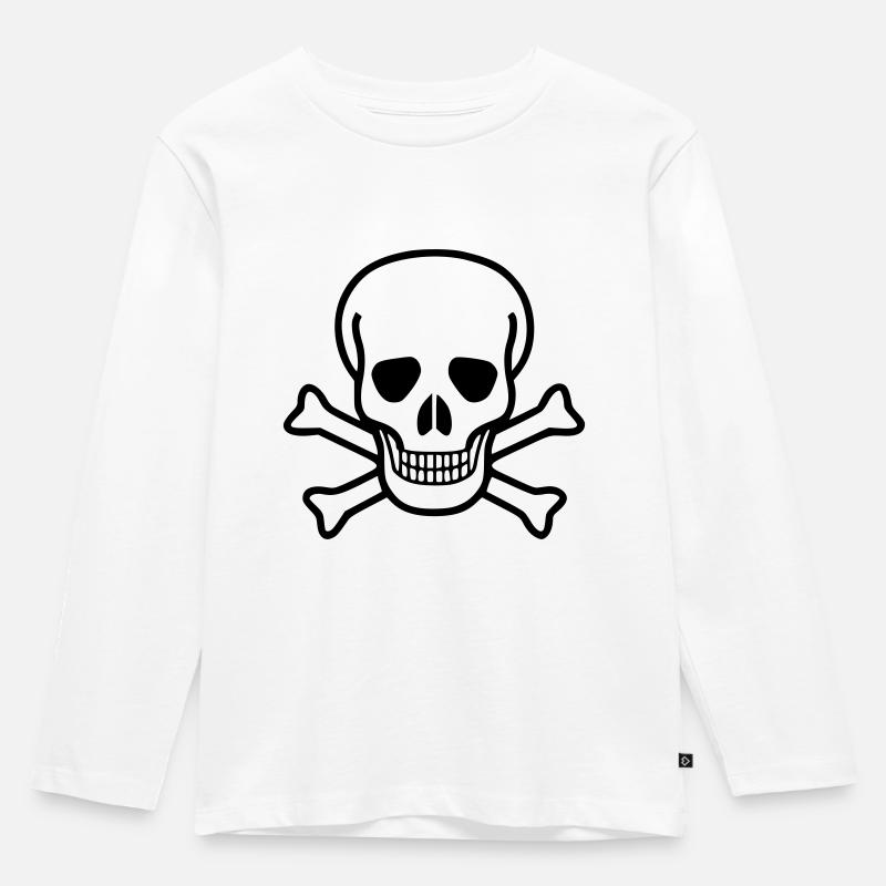 Totenkopf - Kinder Premium Bio Langarmshirt - Weiß