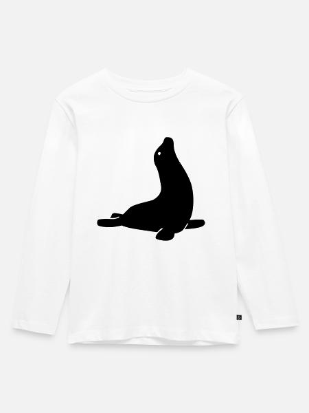 Robbe - Kinder Premium Bio Langarmshirt - Weiß