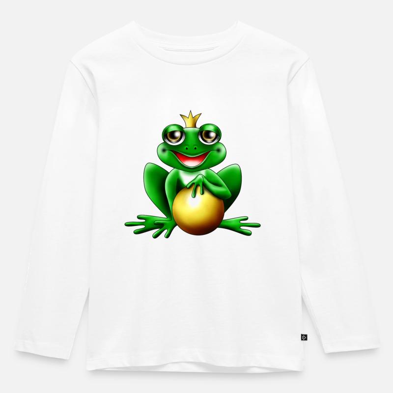 froschkönig - Kinder Premium Bio Langarmshirt - Weiß