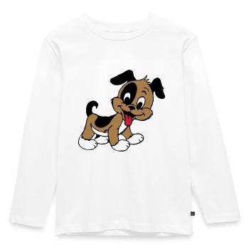 Hund Logo Bunt - Kinder Premium Bio Langarmshirt - Weiß - Vorne - AI Model Kid Female (0cm)