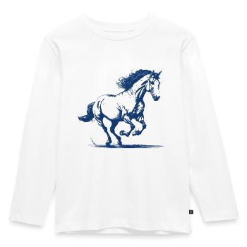 Cheval de trot - T-shirt manches longues Premium Enfant - blanc - Devant - AI Model Kid Female (0cm)