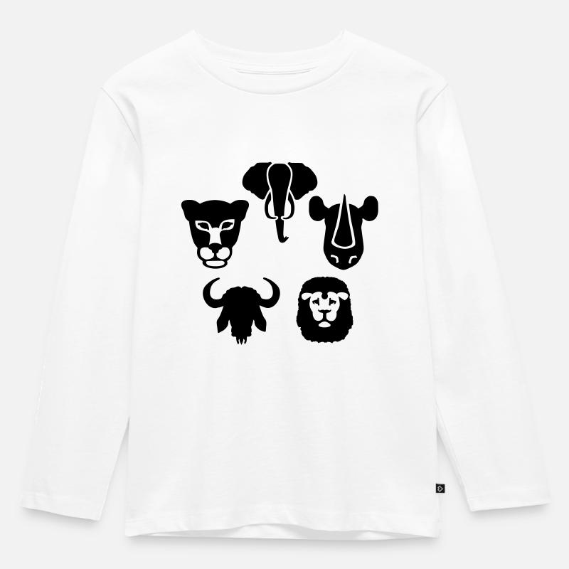 Afrika Tiere Big Five - Kinder Premium Bio Langarmshirt - Weiß