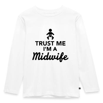 Hebamme - Kinder Premium Bio Langarmshirt - Weiß - Vorne - AI Model Kid Female (0cm)