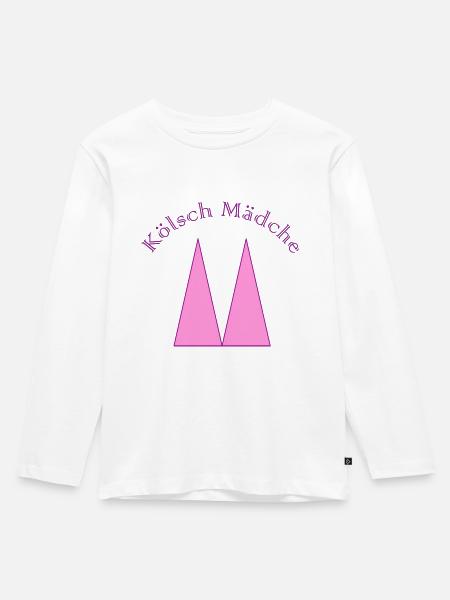 Kölsche Mädche - Kinder Premium Bio Langarmshirt - Weiß