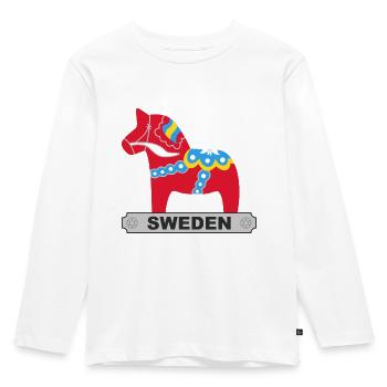 Dala Pferd Schweden - Kinder Premium Bio Langarmshirt - Weiß - Vorne - AI Model Kid Female (0cm)
