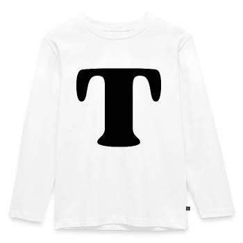 Buchstabe T - Kinder Premium Bio Langarmshirt - Weiß - Vorne - AI Model Kid Female (0cm)