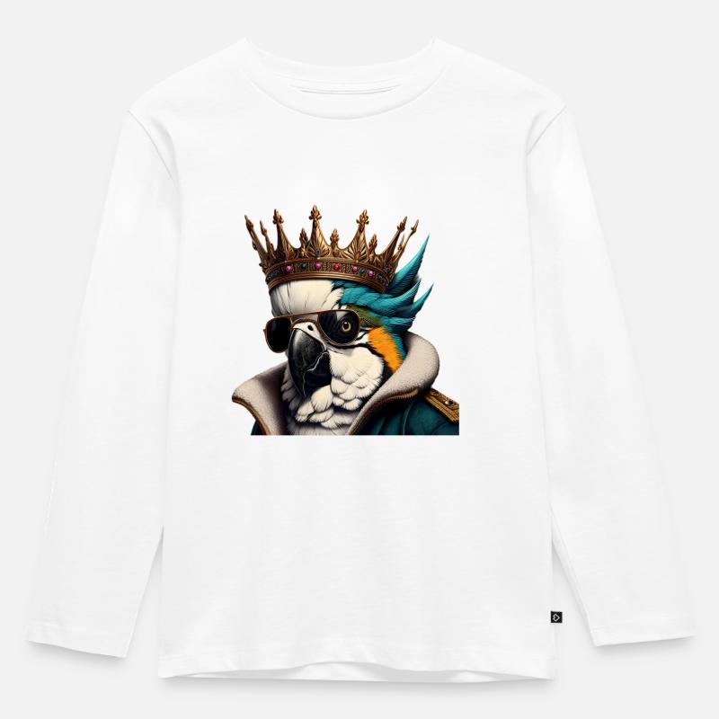 König Kakadu - Kinder Premium Bio Langarmshirt - Weiß