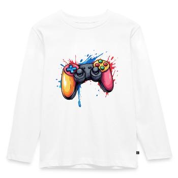 Video Spiel Controller für Gamer - Kinder Premium Bio Langarmshirt - Weiß - Vorne - AI Model Kid Female (0cm)