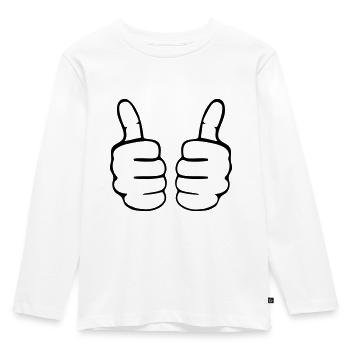 beide Daumen hoch thumbs up Hand Finger Hände - Kinder Premium Bio Langarmshirt - Weiß - Vorne - AI Model Kid Female (0cm)