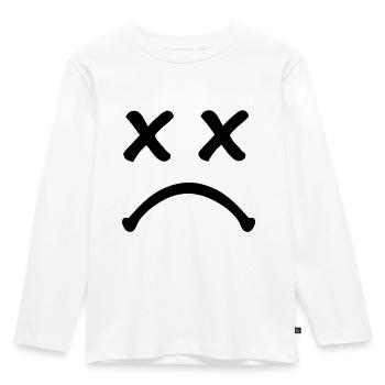 Smiley traurig - Kinder Premium Bio Langarmshirt - Weiß - Vorne - AI Model Kid Female (0cm)