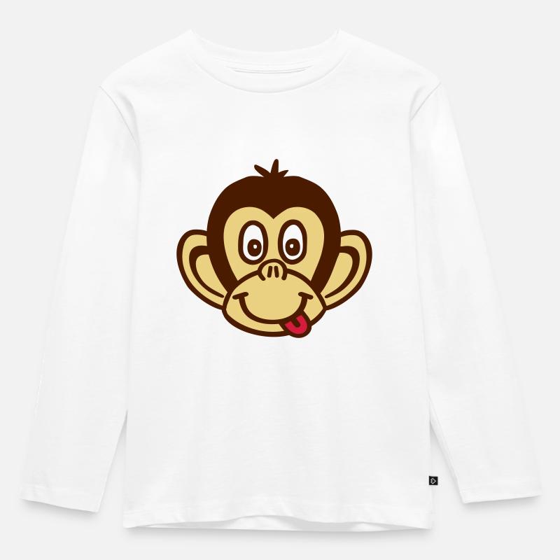 Affe - Kinder Premium Bio Langarmshirt - Weiß