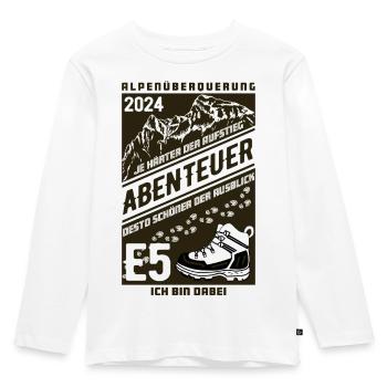 Abenteuer E5 Alpenüberquerung 2024 - Kinder Premium Bio Langarmshirt - Weiß - Vorne - AI Model Kid Female (0cm)