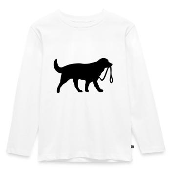 Dog with leash - Kids' Premium Longsleeve Shirt - white - Front - AI Model Kid Female (0cm)