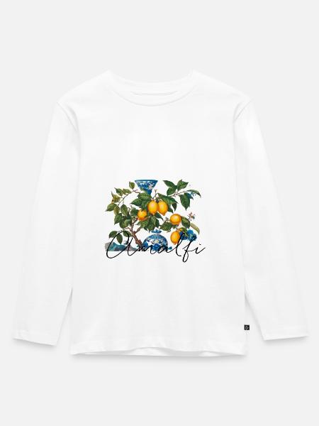 amalfi, zitronen, porzellan,keramik,zitrone - Kinder Premium Bio Langarmshirt - Weiß
