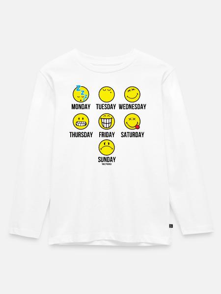 SmileyWorld Emotionen An Den Wochentagen - Kinder Premium Bio Langarmshirt - Weiß