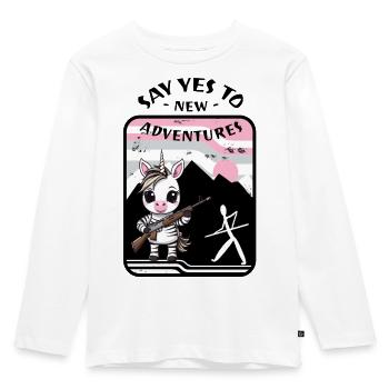 Zebra Einhorn - Kinder Premium Bio Langarmshirt - Weiß - Vorne - AI Model Kid Female (0cm)