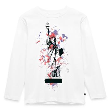 Freiheitsstatue im Farbenspritzer - Kinder Premium Bio Langarmshirt - Weiß - Vorne - AI Model Kid Female (0cm)