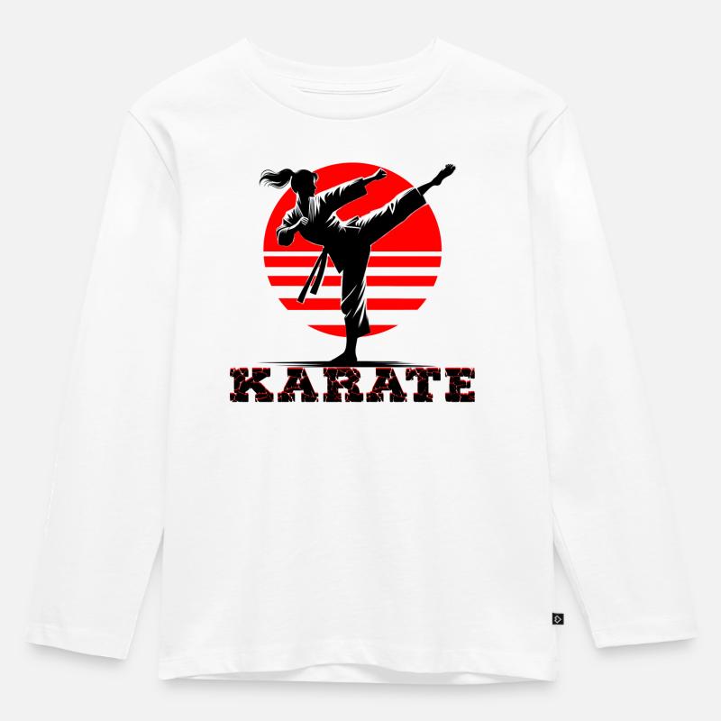 Karate - Kinder Premium Bio Langarmshirt - Weiß