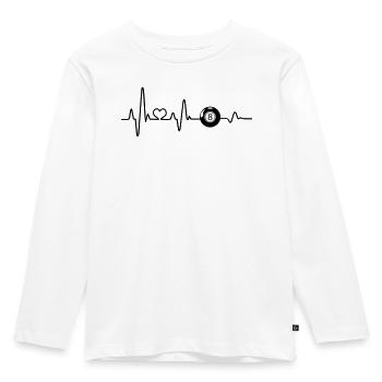Billiard billiard black eight EKG heartbeat - Kids' Premium Longsleeve Shirt - white - Front - AI Model Kid Female (0cm)