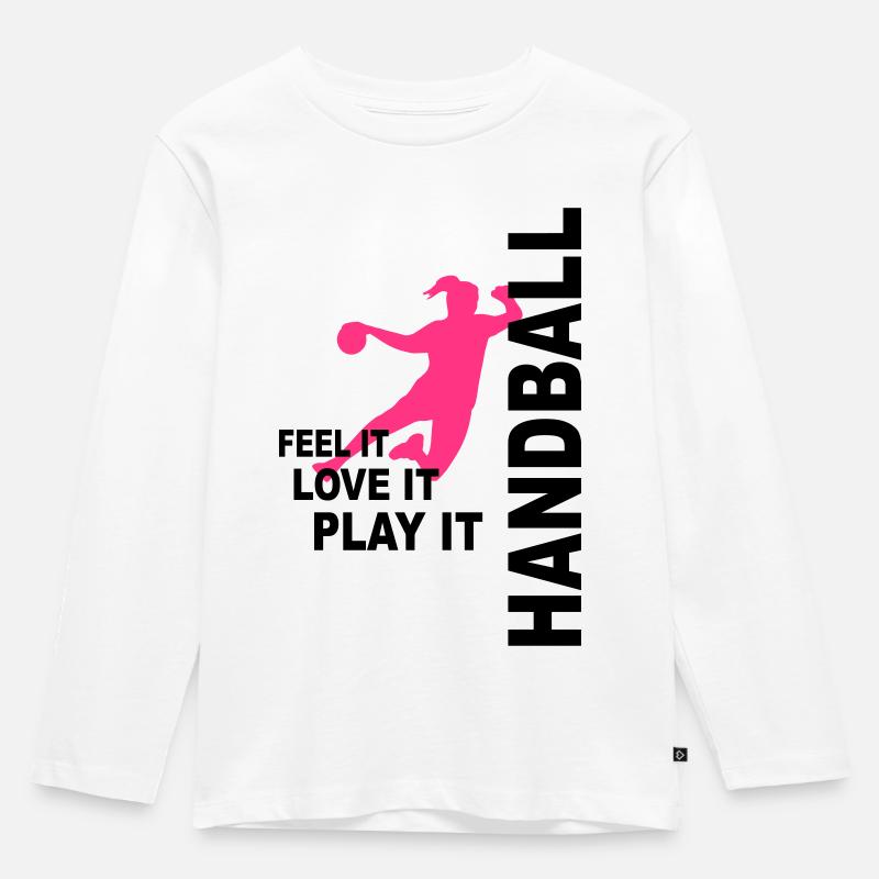 Handball - love & play - Kinder Premium Bio Langarmshirt - Weiß