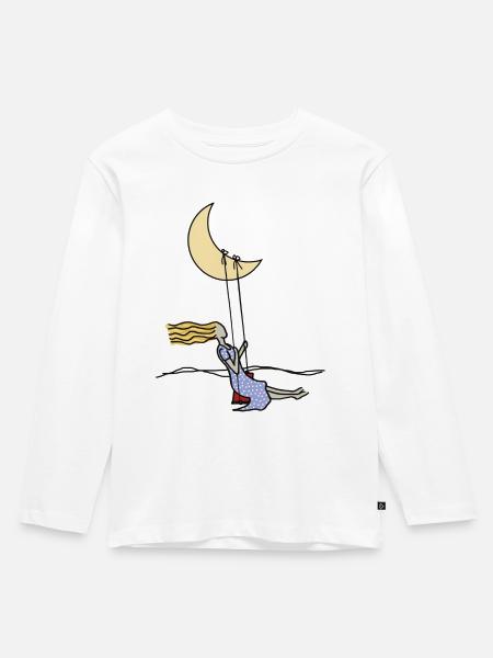 Mondschaukel - Kinder Premium Bio Langarmshirt - Weiß