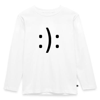 Doppel Smiley - Kinder Premium Bio Langarmshirt - Weiß - Vorne - AI Model Kid Female (0cm)