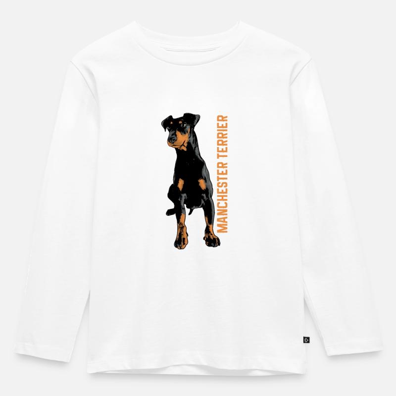Manchester Terrier - Kinder Premium Bio Langarmshirt - Weiß