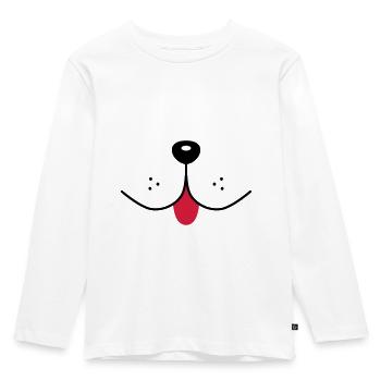 Dog face funny dog snout dogs nose mouth - Kids' Premium Longsleeve Shirt - white - Front - AI Model Kid Female (0cm)