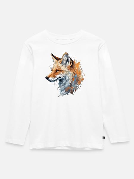 Fuchs realistisch/abstrakt - Kinder Premium Bio Langarmshirt - Weiß