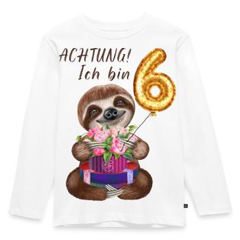 Ich bin sechs Faultier zum 6. Geburtstag - Kinder Premium Bio Langarmshirt - Weiß - Vorne - AI Model Kid Female (0cm)