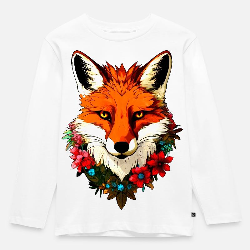 Fiori in stile volpi - Maglia a maniche lunghe ecologica premium per bambini - bianco