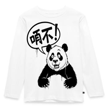 Talkative Panda in Black and White Cartoon - Kids' Premium Longsleeve Shirt - white - Front - AI Model Kid Female (0cm)