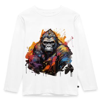 Stoic Gorilla. Graffiti-style wisdom. - Kids' Premium Longsleeve Shirt - white - Front - AI Model Kid Female (0cm)