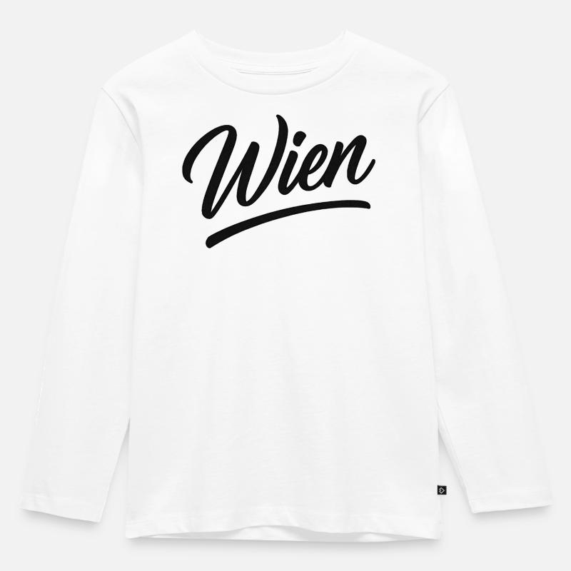 Wien Script - Kinder Premium Bio Langarmshirt - Weiß