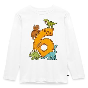 6th Birthday Dinosaur – Dino Kids - Kids' Premium Longsleeve Shirt - white - Front - AI Model Kid Female (0cm)