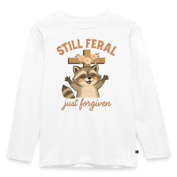 Waschbär Glaube Phrase Christlicher Humor - Kinder Premium Bio Langarmshirt - Weiß - Vorne - AI Model Kid Female (0cm)
