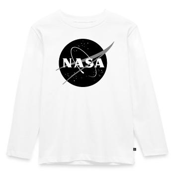NASA Black And White Classic Logo - Kids' Premium Longsleeve Shirt - white - Front - AI Model Kid Female (0cm)