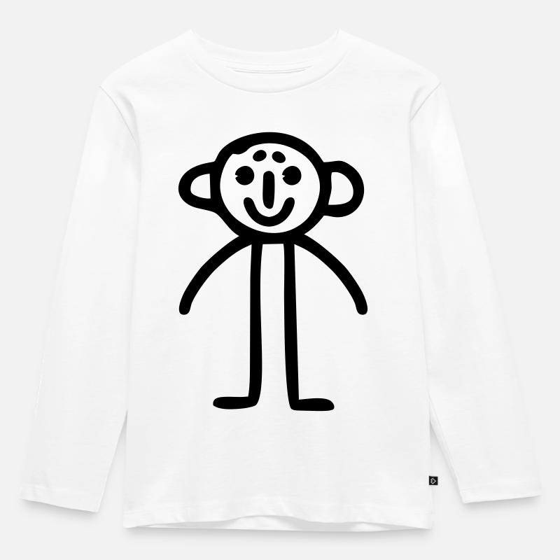 Strichmännchen Kinderbild - Kinder Premium Bio Langarmshirt - Weiß