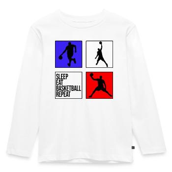 basketball basketball sleep eat basketball repeat - Kinder Premium Bio Langarmshirt - Weiß - Vorne - AI Model Kid Female (0cm)