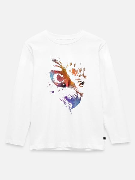 Eule - Kinder Premium Bio Langarmshirt - Weiß