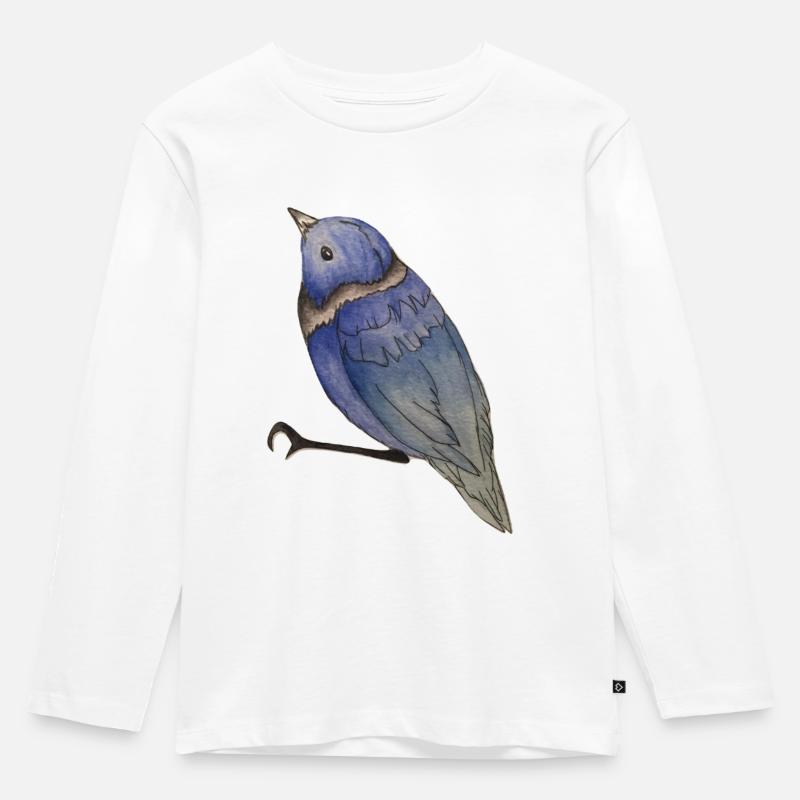 Vogel - Kinder Premium Bio Langarmshirt - Weiß